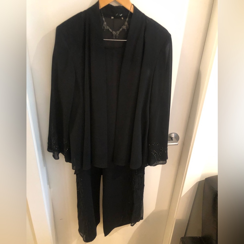 COPY - 2 PC Nygard Dress Pant & Jkt 12 Set Black w Sequinned Flame Detail on Pa… - Picture 4 of 16